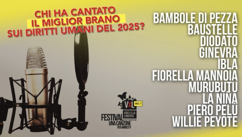 MUSICA E DIRITTI UMANI: ECCO I 10 FINALISTI DEL PREMIO AMNESTY PER I BIG DELLA CANZONE ITALIANA
